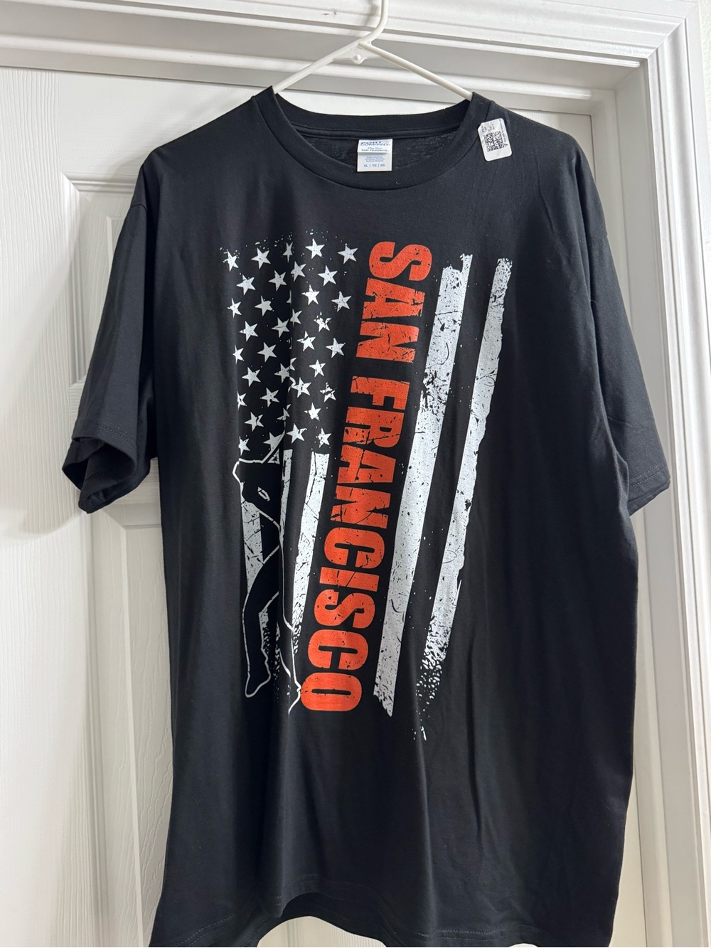 Port and Company Black Tee with Red and White San Francisco Graphic